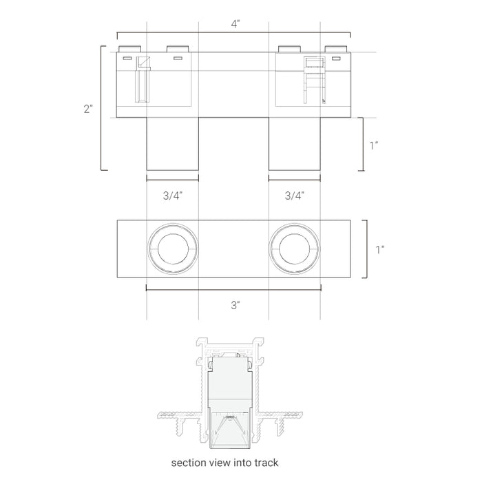 Elite FG-T1-2 Groove 48V 2 Head Recessed Track Light