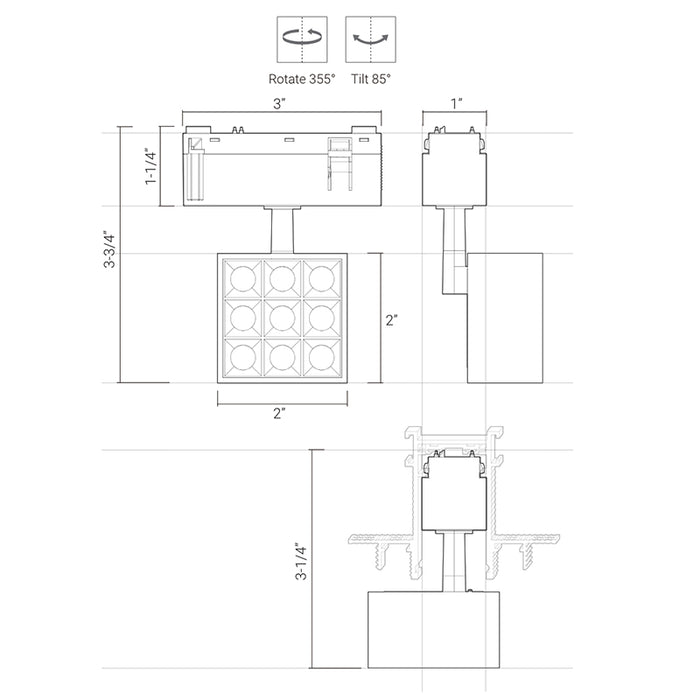 Elite FG-T7-1 Groove 48V 2" Square Track Light