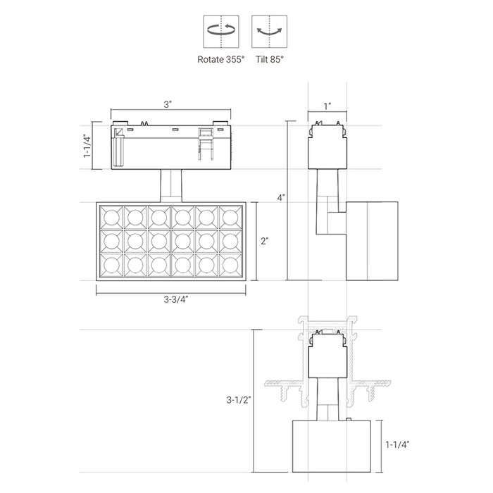 Elite FG-T7-2 Groove 48V Rectangle Track Light