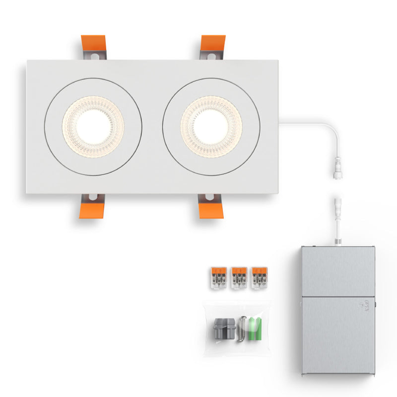 Dals FGM4-CDW-DUO Pivot 4" Double Flat Gimbal Recessed, 5CCT+Dim-to-Warm