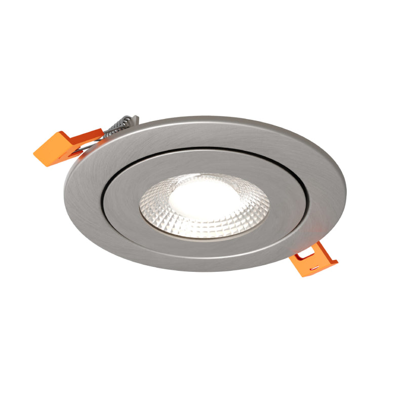 Dals FGM4-CDW Pivot 4" Flat Round Gimbal Recessed, 5CCT+Dim-to-Warm - Satin Nickel