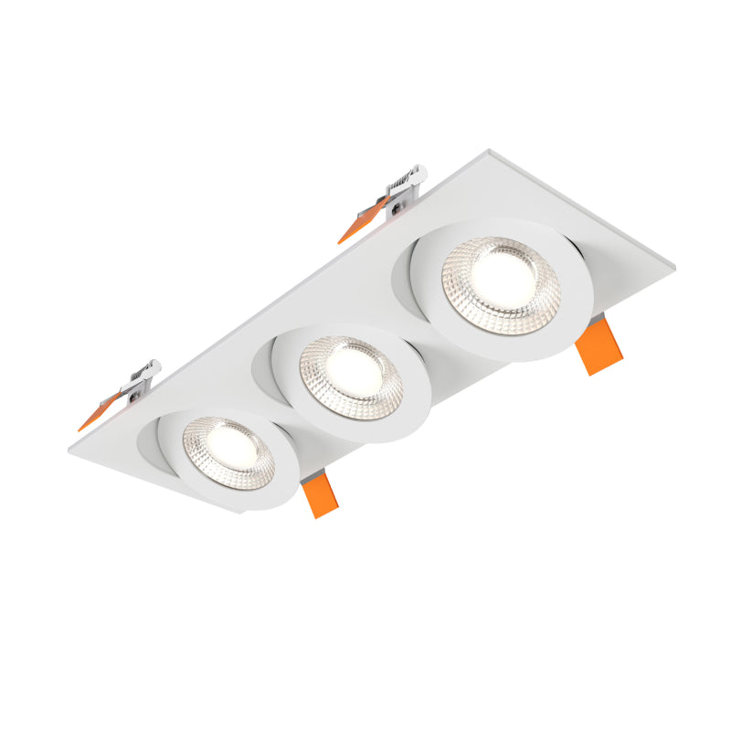 Dals FGM4-CDW-TRIO Pivot 4" Triple Flat Gimbal Recessed, 5CCT+Dim-to-Warm
