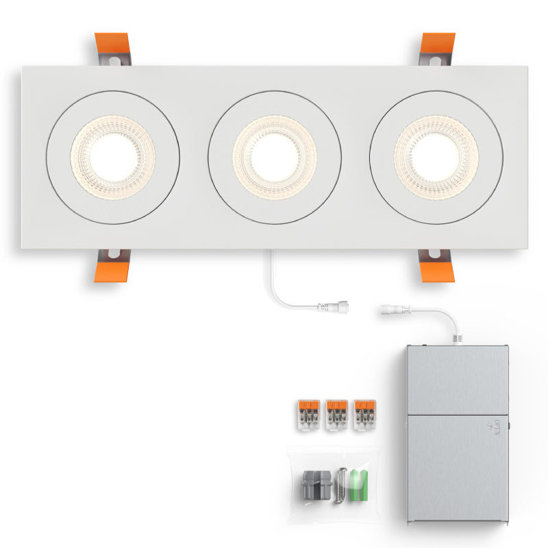 Dals FGM4-CDW-TRIO Pivot 4" Triple Flat Gimbal Recessed, 5CCT+Dim-to-Warm