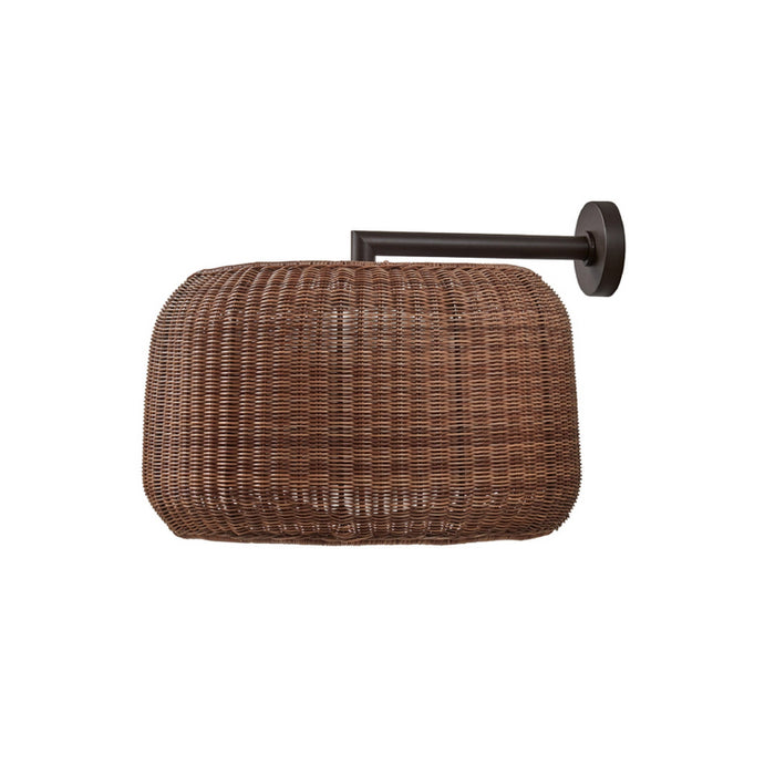 Bover Fora A 1-lt 20" LED Outdoor Wall Sconce, TRIAC Dimming-Graphite Brown/Rattan Brown