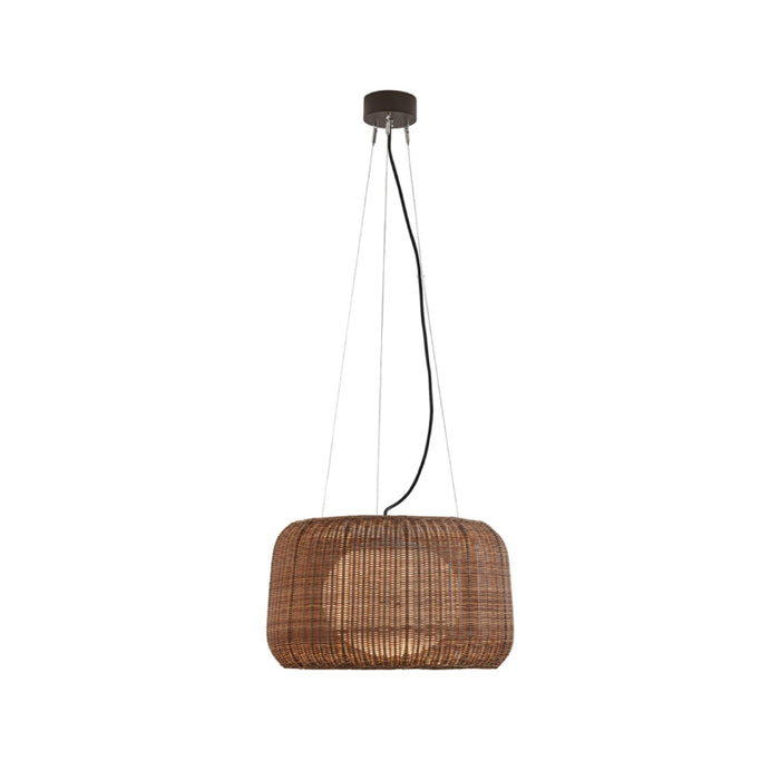Bover Fora S 1-lt 20" LED Outdoor Pendant, TRIAC Dimming-Graphite Brown/Rattan Brown