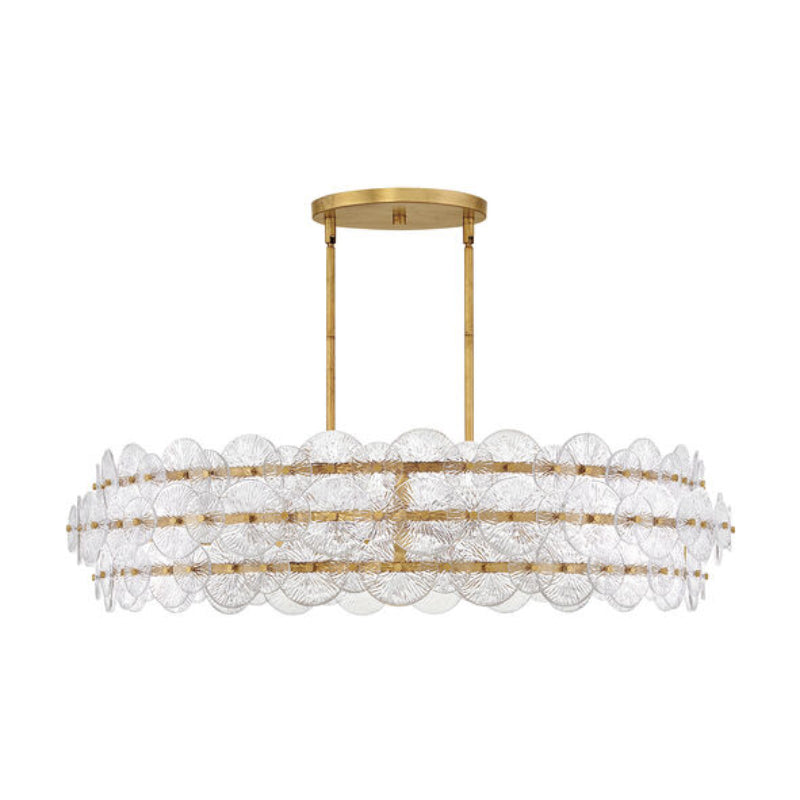 Fredrick Ramond FR30124 Rene 8-lt 45" LED Drum Chandelier - Distressed Brass