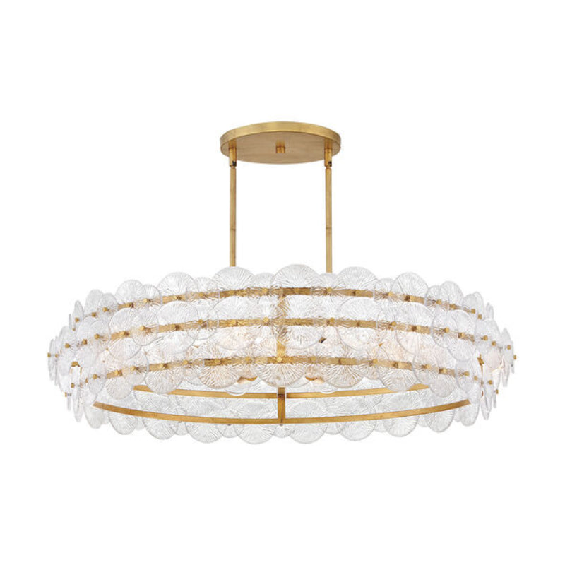 Fredrick Ramond FR30124 Rene 8-lt 45" LED Drum Chandelier - Distressed Brass