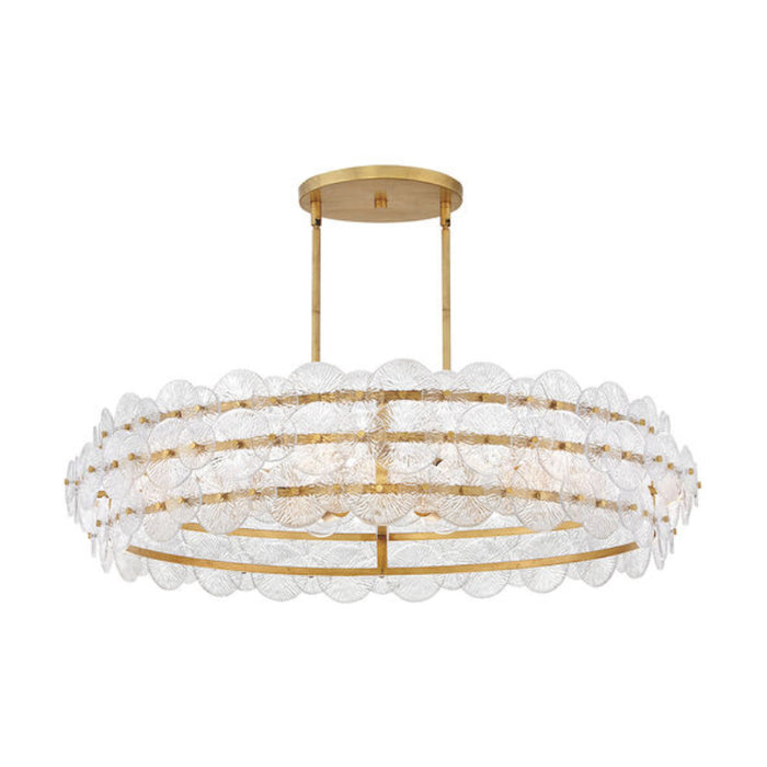 Fredrick Ramond FR30124 Rene 8-lt 45" LED Drum Chandelier - Distressed Brass