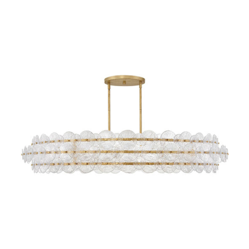 Fredrick Ramond FR30125 Rene 10-lt 60" LED Drum Chandelier - Distressed Brass