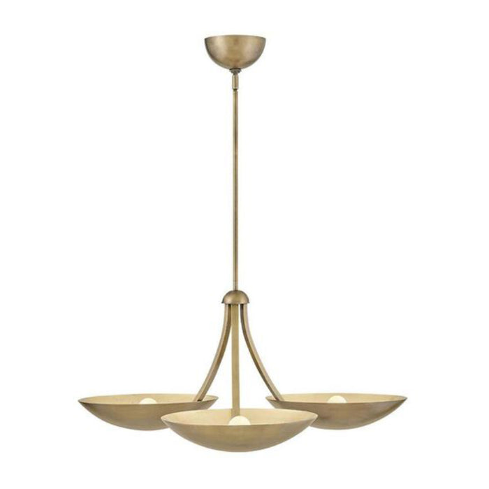 Fredrick Ramond FR41646 Glenn 3-lt 36" LED Chandelier - Heritage Brass with Gold Leaf accents