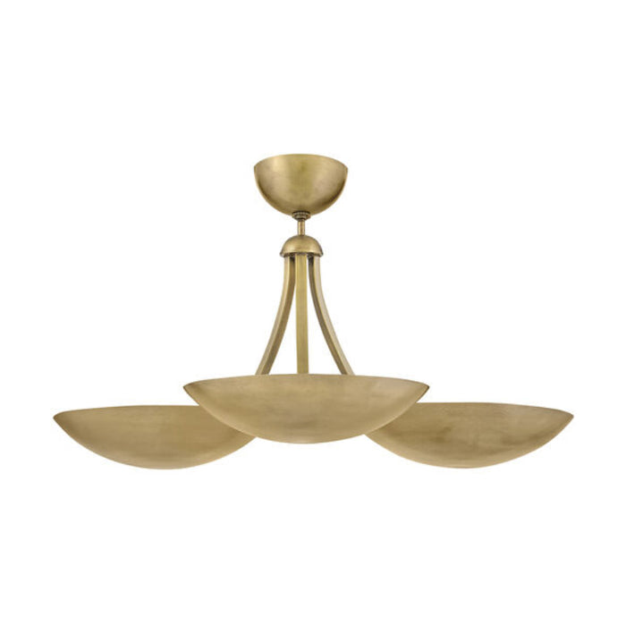 Fredrick Ramond FR41646 Glenn 3-lt 36" LED Chandelier - Heritage Brass with Gold Leaf accents