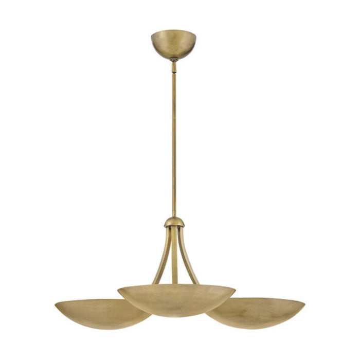 Fredrick Ramond FR41646 Glenn 3-lt 36" LED Chandelier - Heritage Brass with Gold Leaf accents