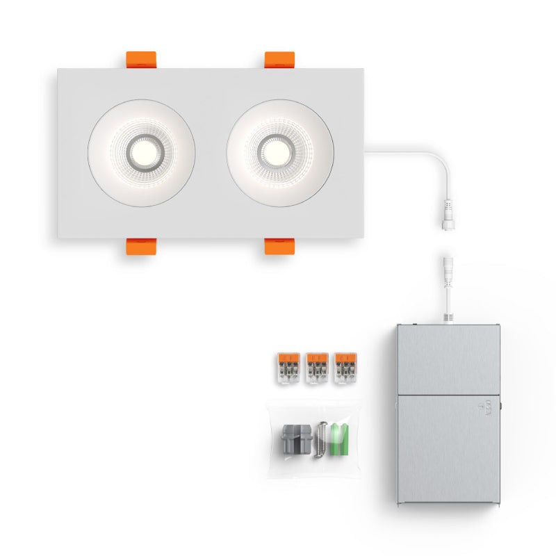 Dals GBR35-CDW-DUO Revolve 3.5" Duo Square Regressed Gimbal Downlight, 5CCT+Dim-to-Warm