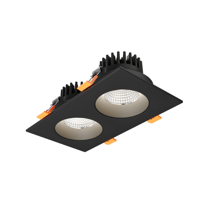 Dals GBR35-CDW-DUO Revolve 3.5" Duo Square Regressed Gimbal Downlight, 5CCT+Dim-to-Warm - Black