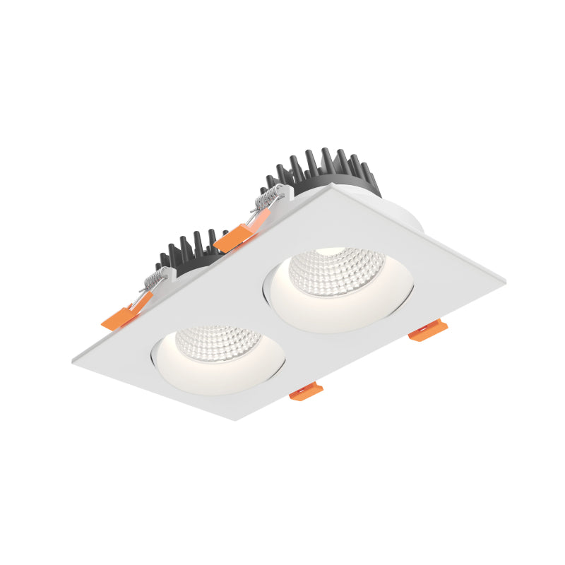 Dals GBR35-CDW-DUO Revolve 3.5" Duo Square Regressed Gimbal Downlight, 5CCT+Dim-to-Warm - White