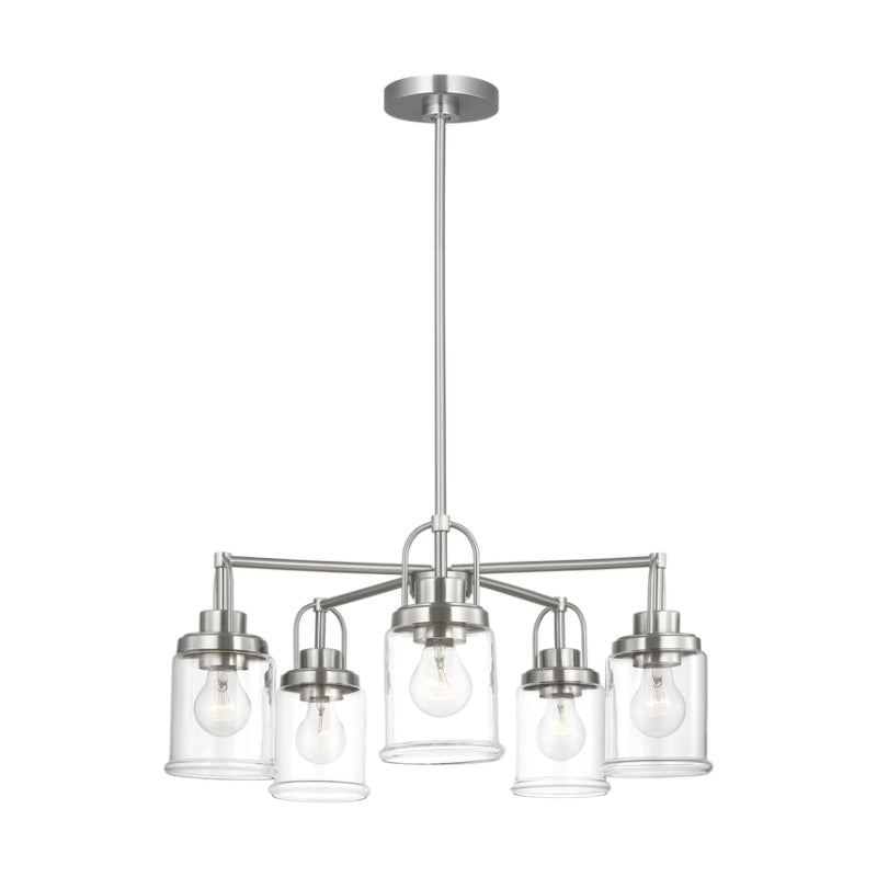 Visual Comfort GLC1175 Anders 5-lt 24" Chandelier with Clear Glass - Brushed Nickel