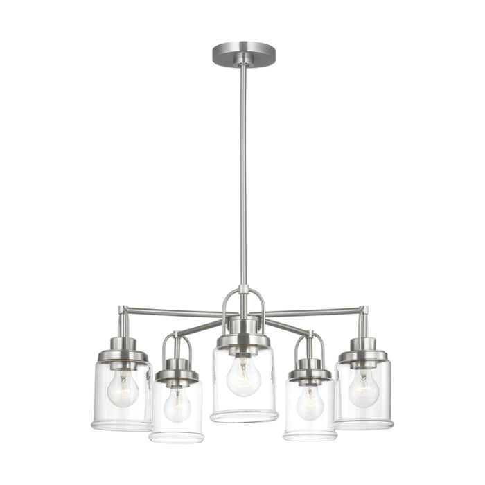 Visual Comfort GLC1175 Anders 5-lt 24" Chandelier with Clear Glass - Brushed Nickel