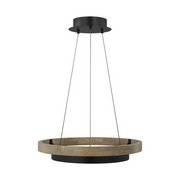 Tech 700GRC24 Grace 24 1-lt 24" LED Chandelier - Matte Black/Weathered Oak Wood