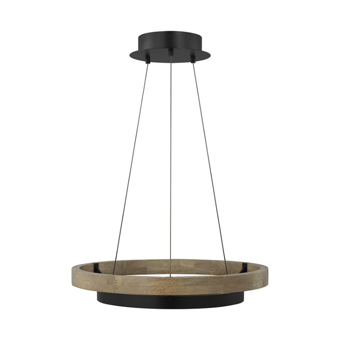 Tech 700GRC24 Grace 24 1-lt 24" LED Chandelier - Matte Black/Weathered Oak Wood