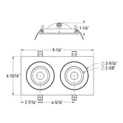 Dals FGM4-CDW-DUO Pivot 4" Double Flat Gimbal Recessed, 5CCT+Dim-to-Warm