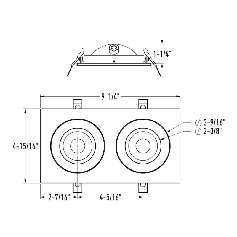 Dals FGM4-CDW-DUO Pivot 4" Double Flat Gimbal Recessed, 5CCT+Dim-to-Warm