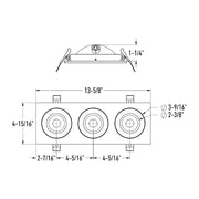 Dals FGM4-CDW-TRIO Pivot 4" Triple Flat Gimbal Recessed, 5CCT+Dim-to-Warm