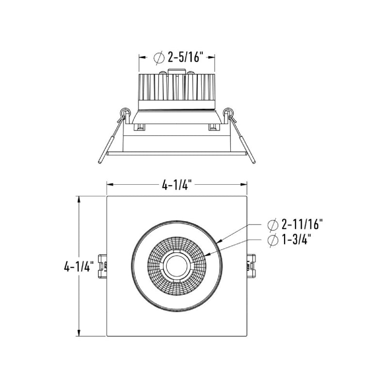 Dals GBR35SQ-CDW Revolve 3.5" Square Regressed Gimbal Downlight, 5CCT+Dim-to-Warm