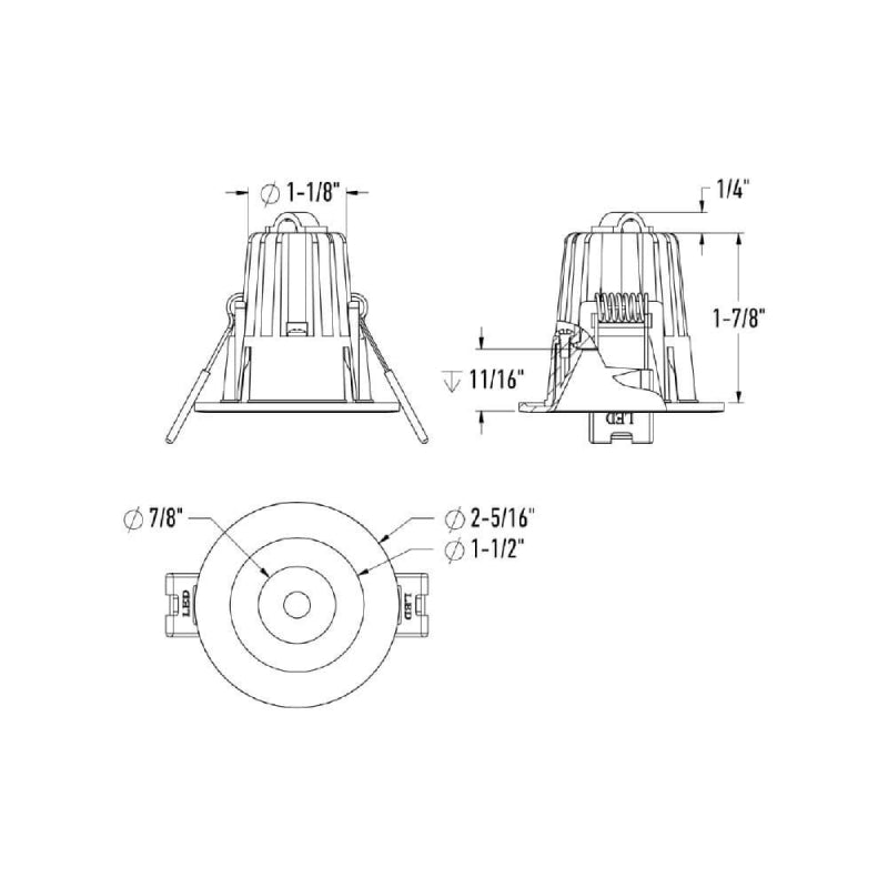 Dals RGR1-CDW RGR 1" Round Regressed Downlight, 5CCT Selectable+ Dim-to-Warm