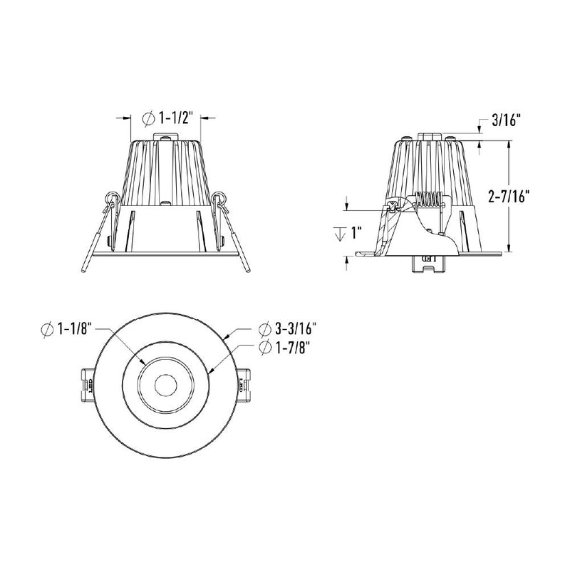 Dals RGR2-CDW RGR 2" Round Regressed Downlight, 5CCT Selectable+ Dim-to-Warm