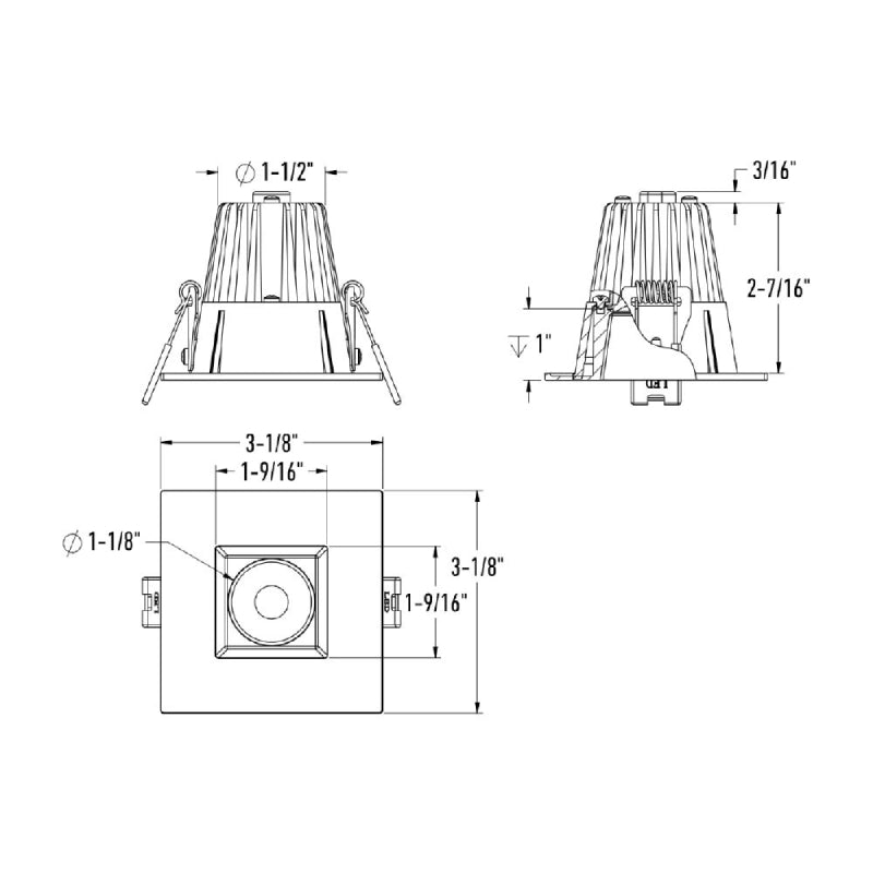 Dals RGR2SQ-CDW RGR 2" square Regressed Downlight, 5CCT Selectable + Dim-to-Warm