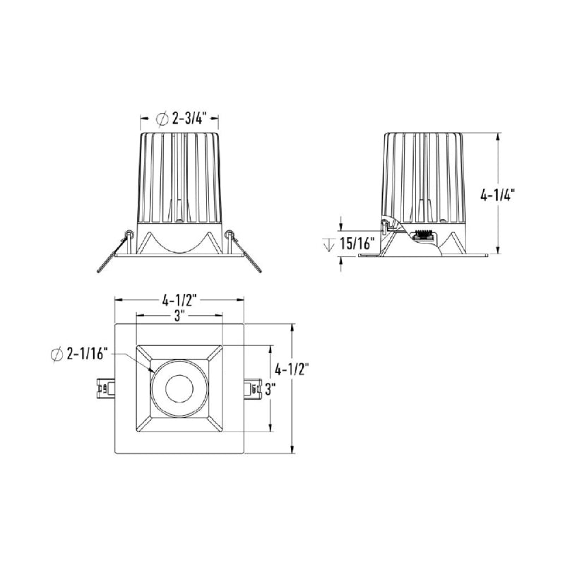 Dals RGR4SQHP-CC RGR 4" High-Powered Square Regressed Downlight, 5CCT Selectable