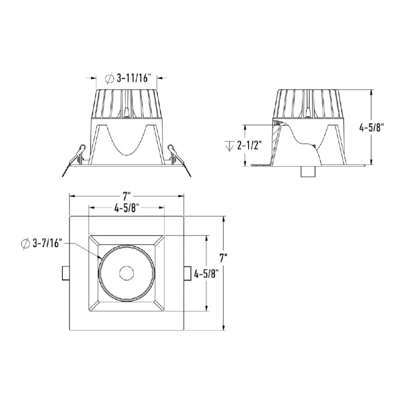 Dals RGR6SQ-CDW RGR 6" Square Regressed Downlight, 5CCT Selectable + Dim-to-Warm