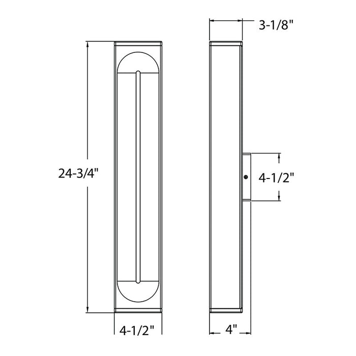 Dals LWJ24-CC Profile 24" Outdoor LED Wall Mount, 5CCT Selectable
