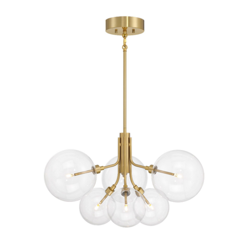 Savoy House M100135 6-lt 27" LED Chandelier - Natural Brass