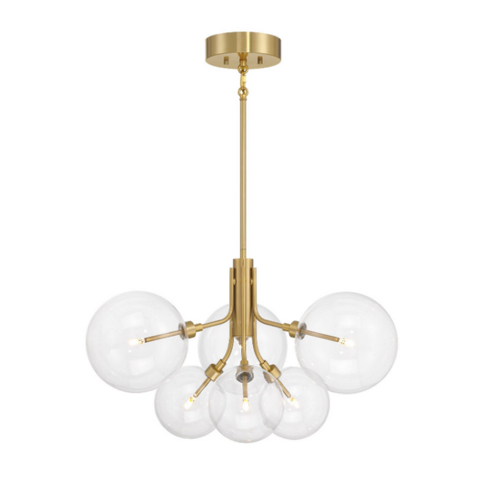 Savoy House M100135 6-lt 27" LED Chandelier - Natural Brass