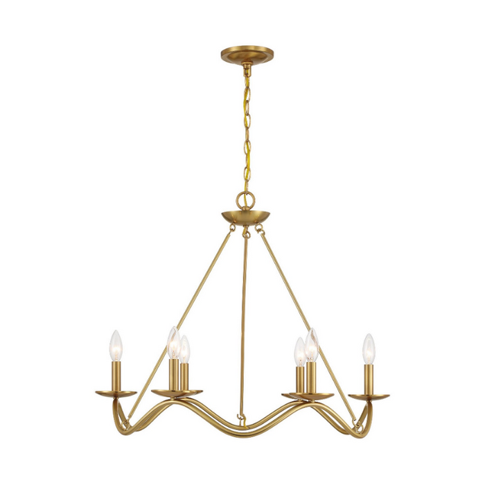 Savoy House M100137 6-lt 28" LED Chandelier - Natural Brass