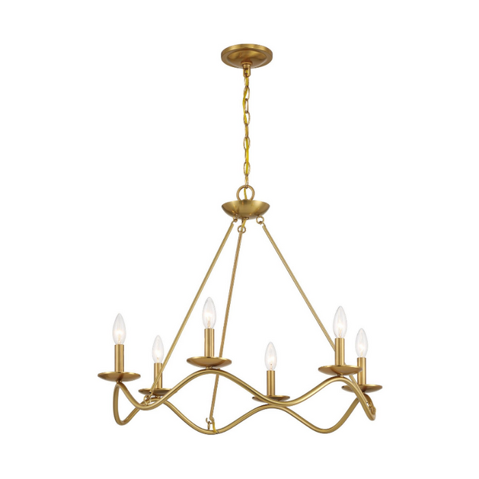 Savoy House M100137 6-lt 28" LED Chandelier - Natural Brass