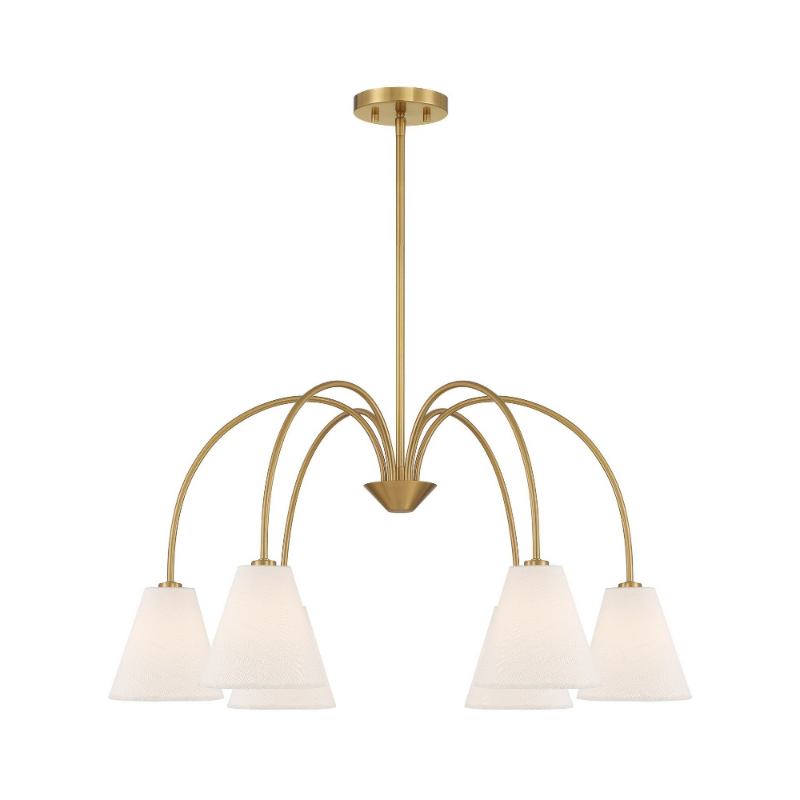 Savoy House M100138 6-lt 30" LED Chandelier - Natural Brass