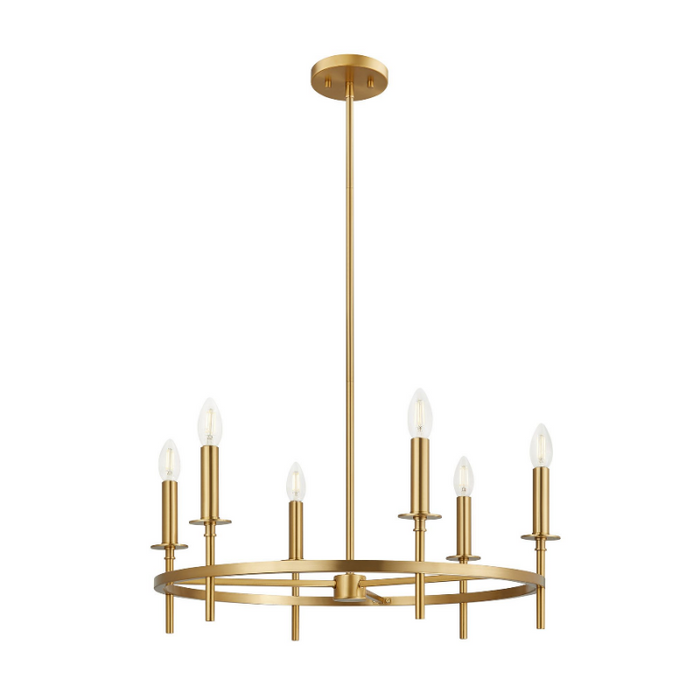 Savoy House M100140 6-lt 25" LED Chandelier - Natural Brass
