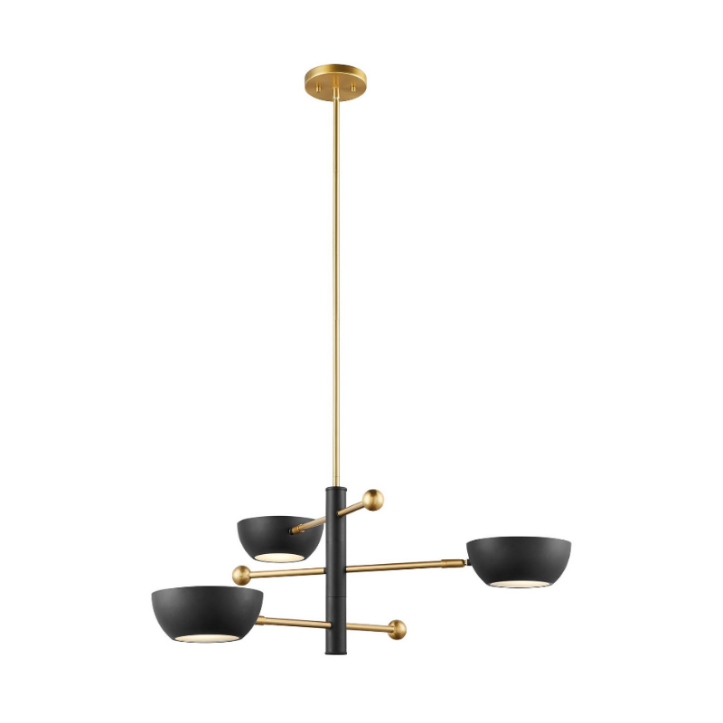 Savoy House M100143 3-lt 34" LED Chandelier - Matte Black/Natural Brass