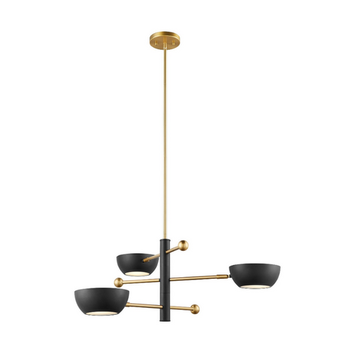 Savoy House M100143 3-lt 34" LED Chandelier - Matte Black/Natural Brass
