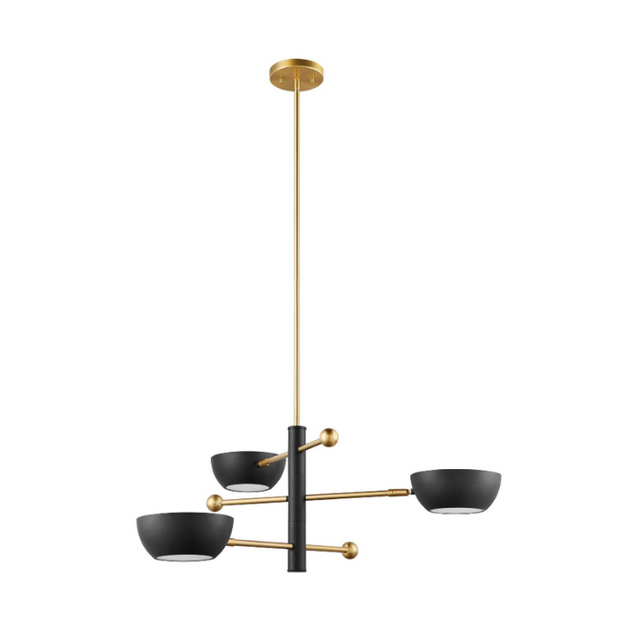 Savoy House M100143 3-lt 34" LED Chandelier - Matte Black/Natural Brass