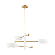 Savoy House M100143 3-lt 34" LED Chandelier - White/Natural Brass