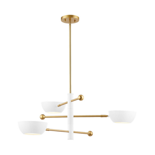 Savoy House M100143 3-lt 34" LED Chandelier - White/Natural Brass