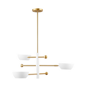 Savoy House M100143 3-lt 34" LED Chandelier - White/Natural Brass