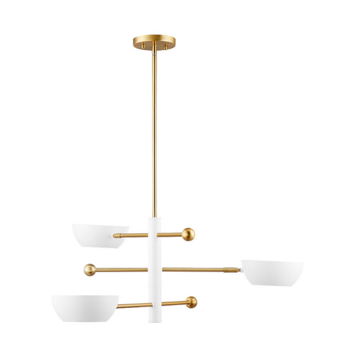 Savoy House M100143 3-lt 34" LED Chandelier - White/Natural Brass