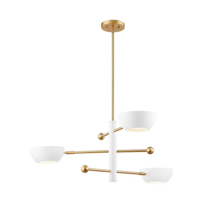 Savoy House M100143 3-lt 34" LED Chandelier - White/Natural Brass