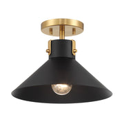 Savoy House M60078 1-lt 12" Semi-Flush Mount - Matte Black/Natural Brass