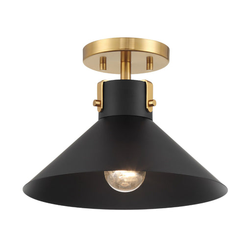 Savoy House M60078 1-lt 12" Semi-Flush Mount - Matte Black/Natural Brass