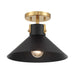 Savoy House M60078 1-lt 12" Semi-Flush Mount - Matte Black/Natural Brass